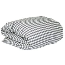 Mille Notti Casella Bettdeckenbezug 140x220 Cm, Elfenbein/Dunkelgrau